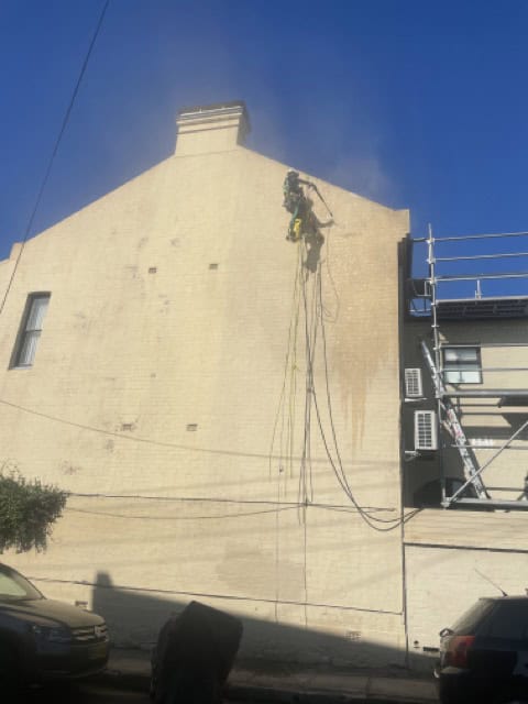 Rope access whilst cleaning 